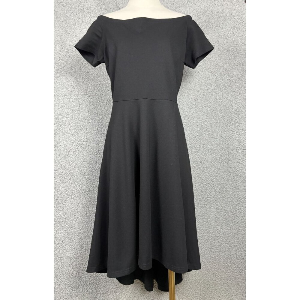 Sarin Mathews Women's XL Black Off-Shoulder Short Sleeve High-Low Dress NWT's